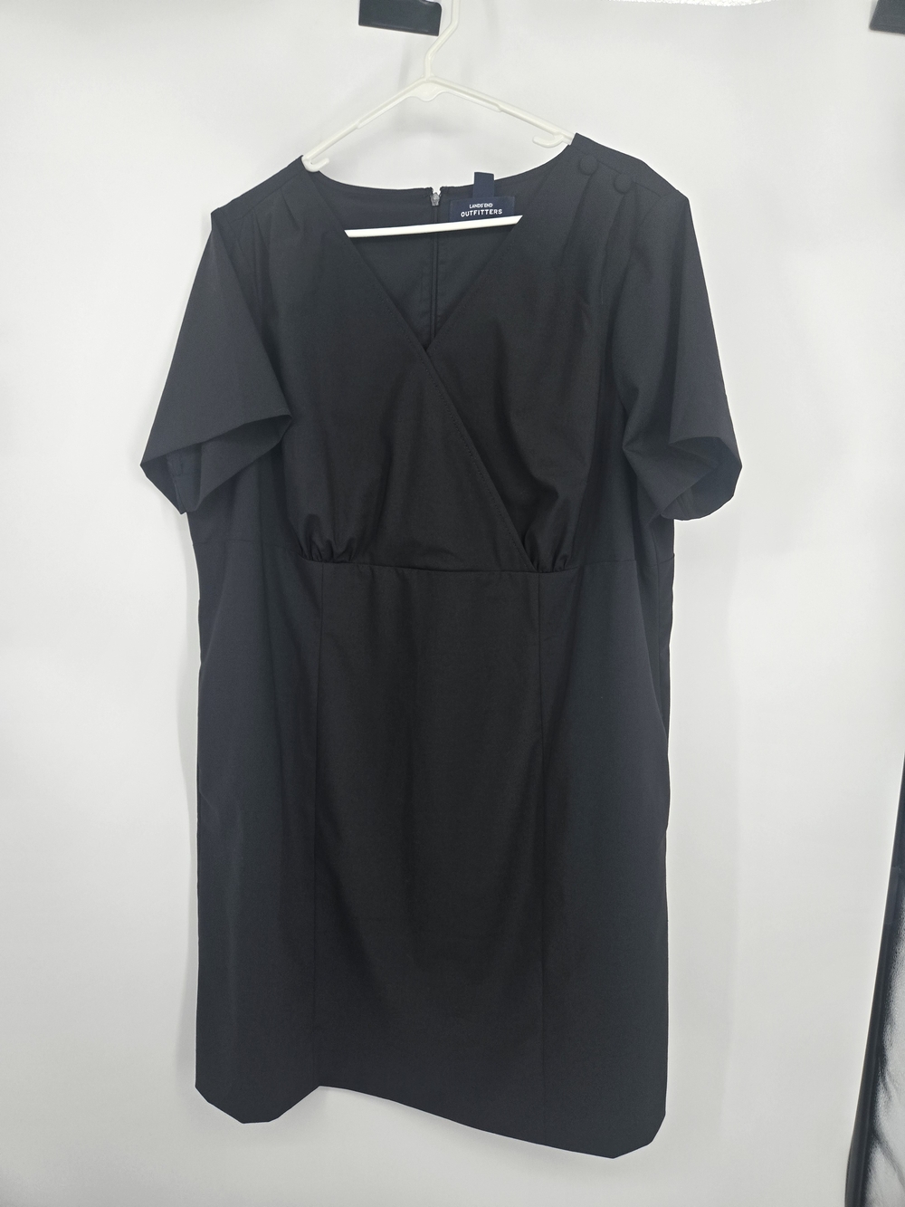 Lands' End Black Short-Sleeve Midi Dress 20W (8735)